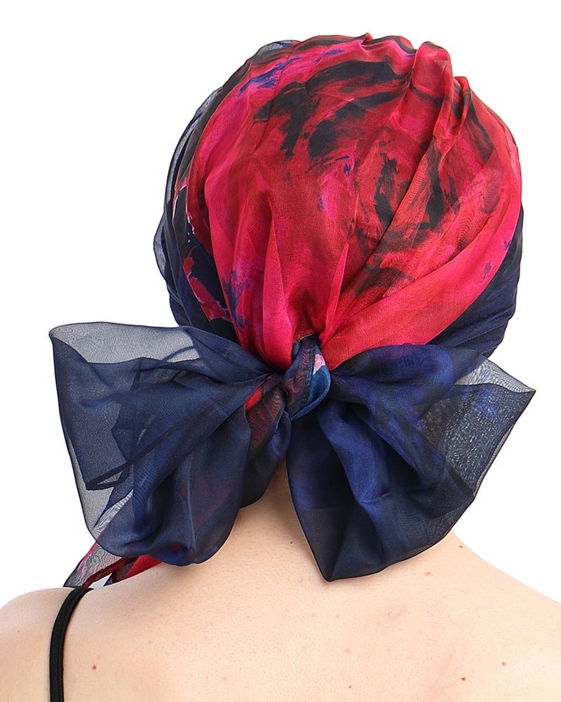 FocusCare Chemo Scarf Easy Tie Lined Turban Hat for Cancer Women Patients Winter Red - Image 4